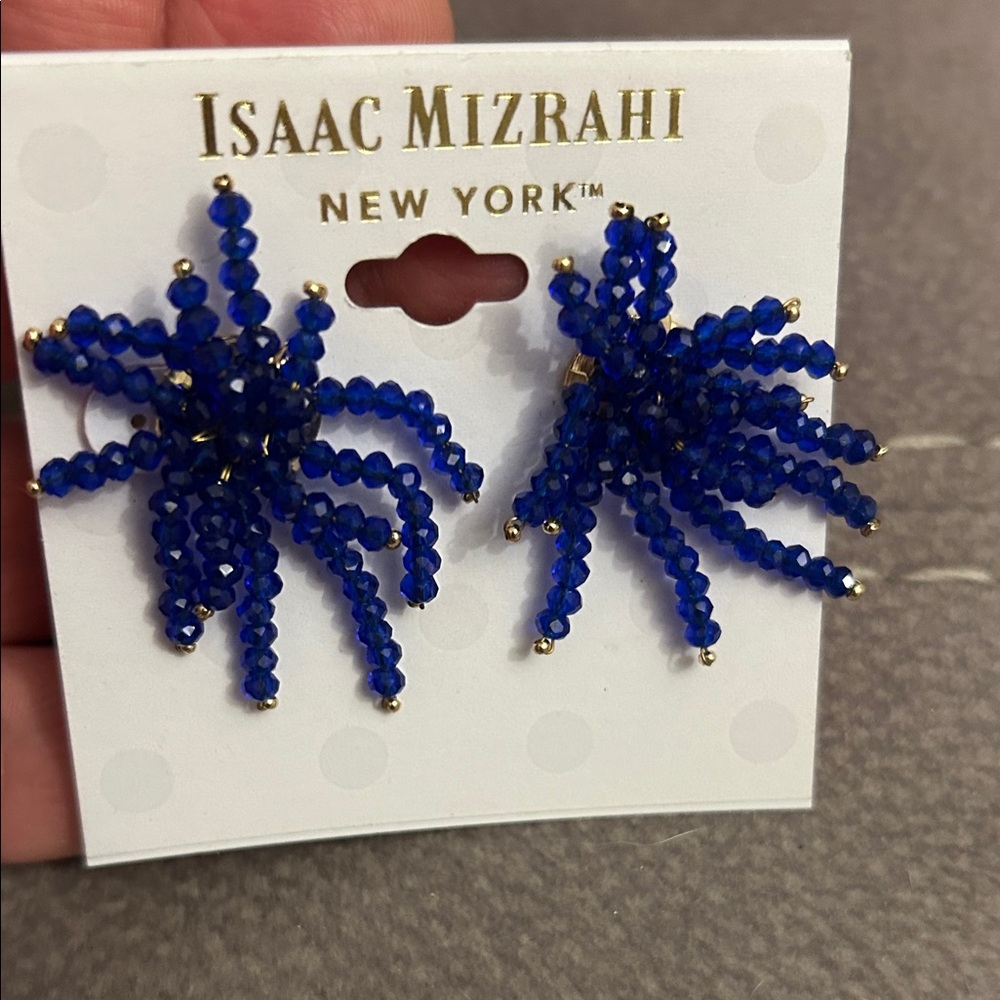 Isaac Mizrahi Royal Blue Beaded Earrings - Picture 1 of 1